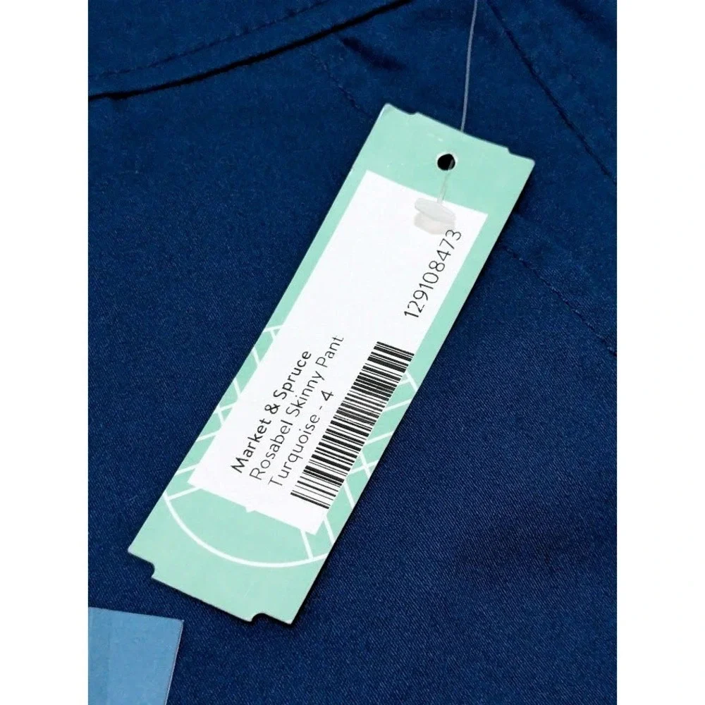 Market & Spruce Rosabel Skinny Pant Women's Turquoise Blue Size‎ 4 New With Tags